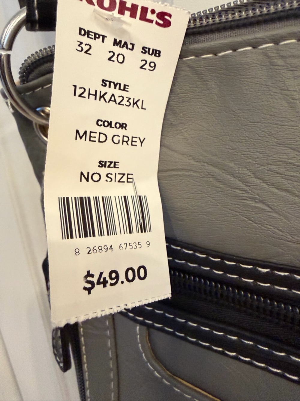 STONE& CO Crossbody Grey Purse with Outside and Inside Pockets - Picture 7 of 9